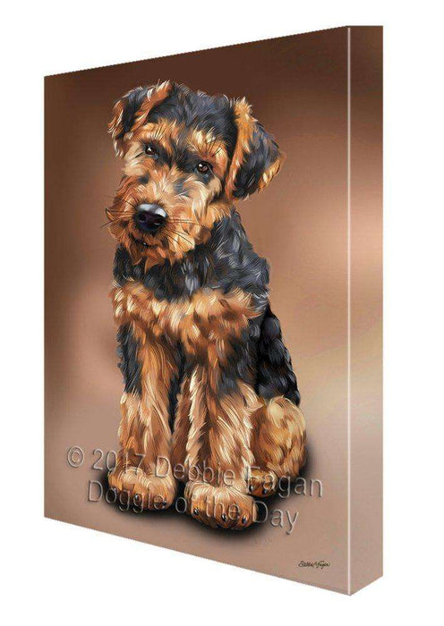 Airedale Dog Painting Printed on Canvas Wall Art Signed