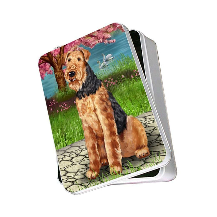 Airedale Dog Photo Storage Tin