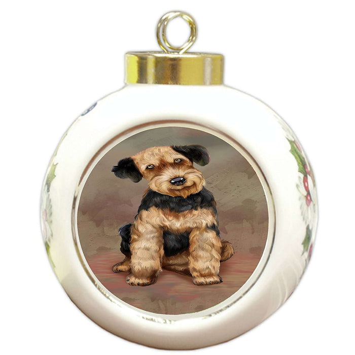 Airedale Dog Round Ball Christmas Ornament