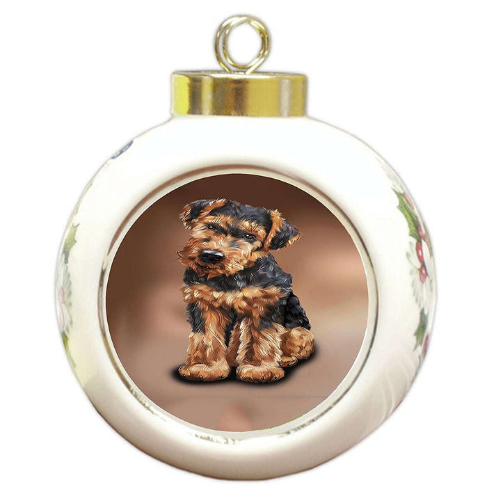Airedale Dog Round Ball Christmas Ornament
