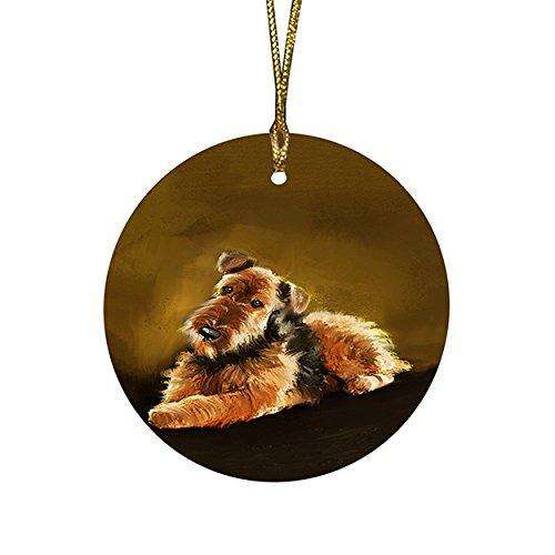 Airedale Dog Round Christmas Ornament