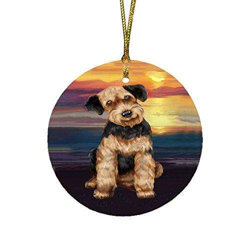 Airedale Dog Round Christmas Ornament