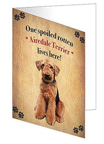Airedale Spoiled Rotten Dog Handmade Artwork Assorted Pets Greeting Cards and Note Cards with Envelopes for All Occasions and Holiday Seasons