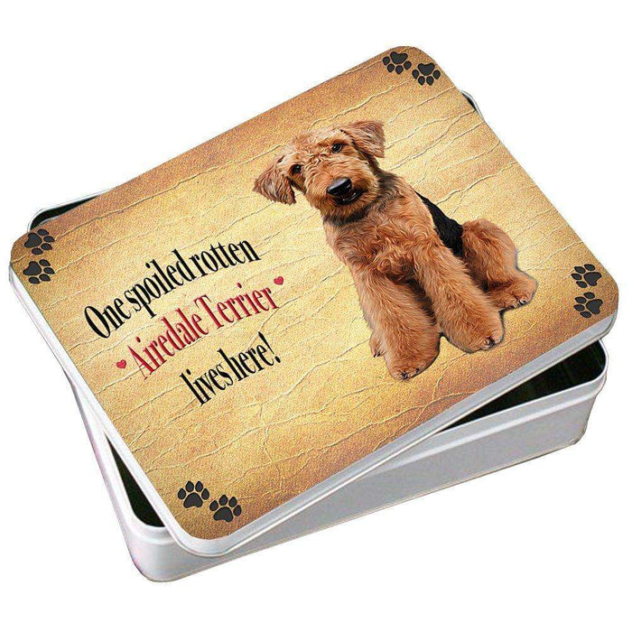 Airedale Spoiled Rotten Dog Photo Storage Tin