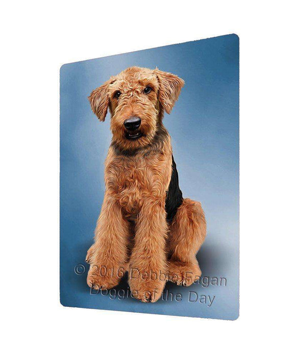 Airedale Terrier Dog Art Portrait Print Woven Throw Sherpa Plush Fleece Blanket