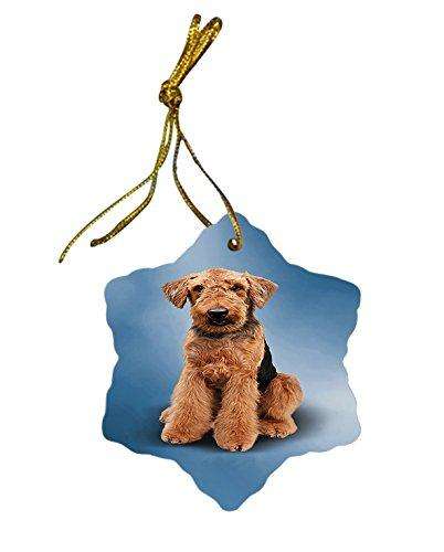 Airedale Terrier Dog Christmas Snowflake Ceramic Ornament