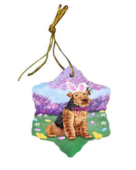 Airedale Terrier Dog Easter Holiday Star Porcelain Ornament SPOR49017