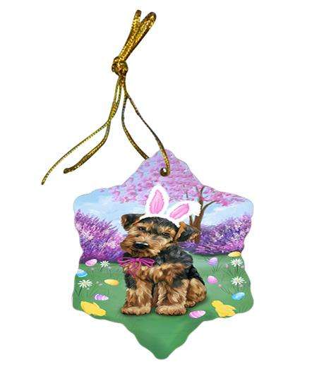 Airedale Terrier Dog Easter Holiday Star Porcelain Ornament SPOR49018