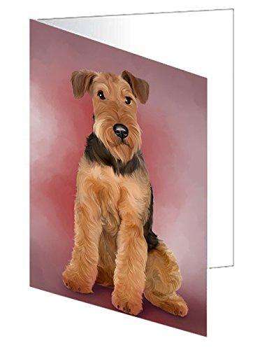 Airedale Terrier Dog Handmade Artwork Assorted Pets Greeting Cards and Note Cards with Envelopes for All Occasions and Holiday Seasons GCD48800