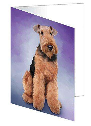 Airedale Terrier Dog Handmade Artwork Assorted Pets Greeting Cards and Note Cards with Envelopes for All Occasions and Holiday Seasons GCD48803