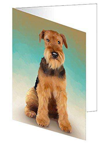 Airedale Terrier Dog Handmade Artwork Assorted Pets Greeting Cards and Note Cards with Envelopes for All Occasions and Holiday Seasons GCD48806