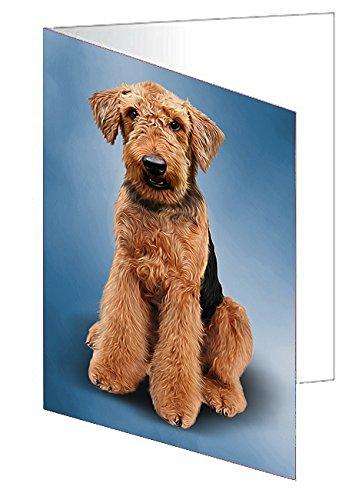 Airedale Terrier Dog Handmade Artwork Assorted Pets Greeting Cards and Note Cards with Envelopes for All Occasions and Holiday Seasons