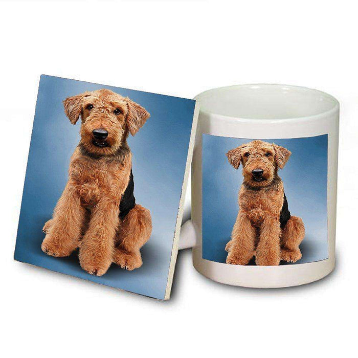 Airedale Terrier Dog Mug and Coaster Set