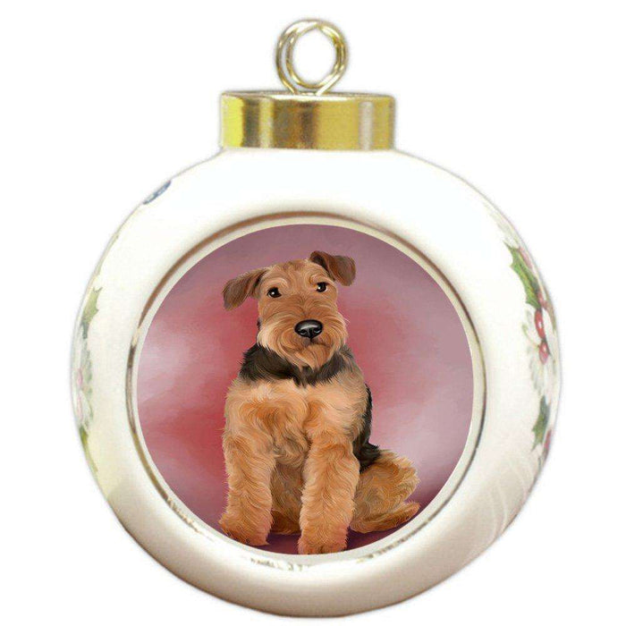 Airedale Terrier Dog Round Ball Christmas Ornament RBPOR48274