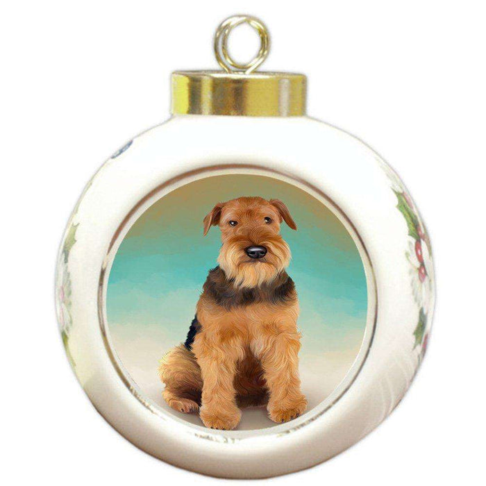 Airedale Terrier Dog Round Ball Christmas Ornament RBPOR48276