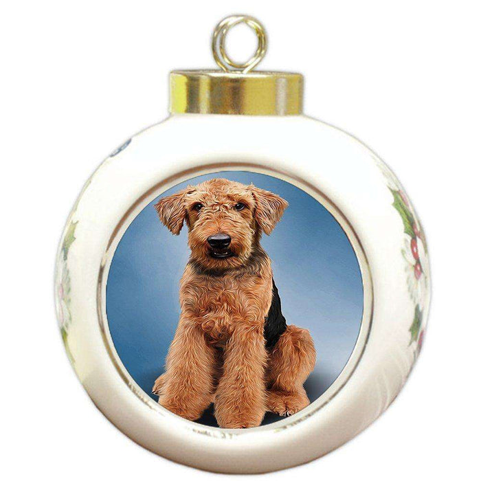 Airedale Terrier Dog Round Ball Christmas Ornament