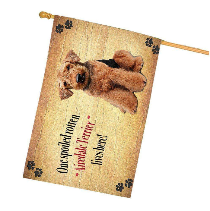 Airedale Terrier Spoiled Rotten Dog House Flag