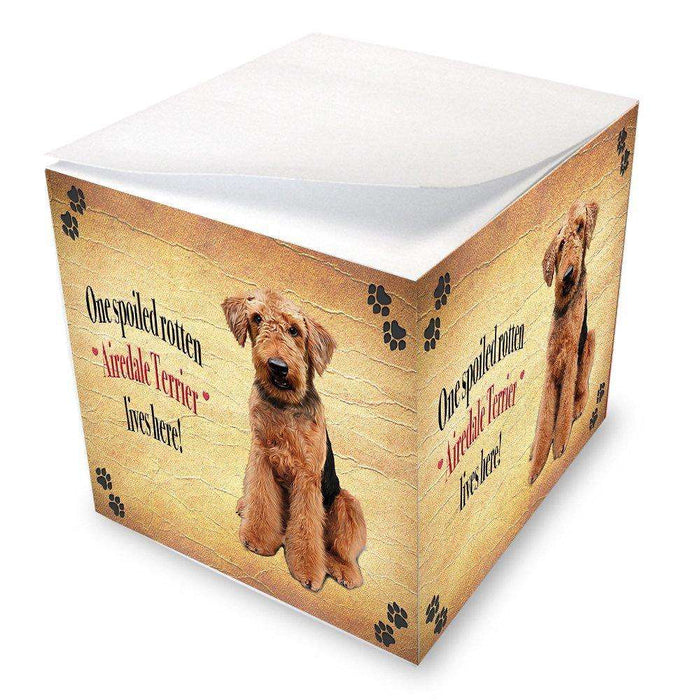 Airedale Terrier Spoiled Rotten Dog Note Cube