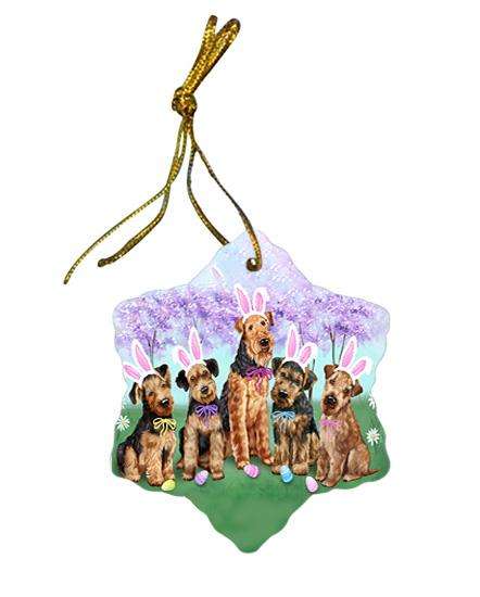 Airedale Terriers Dog Easter Holiday Star Porcelain Ornament SPOR49115