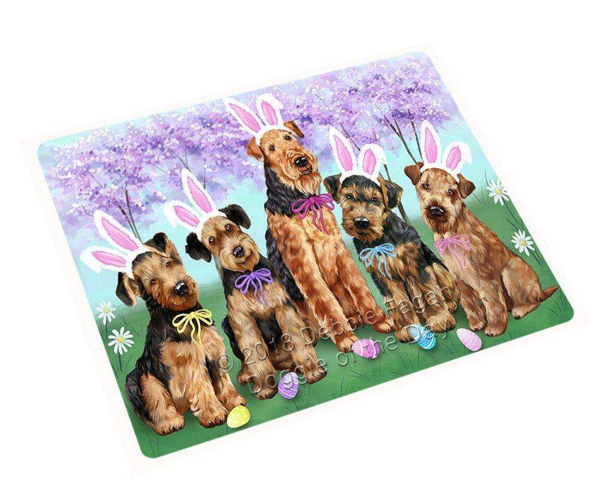Airedale Terriers Dog Easter Holiday Tempered Cutting Board C51237