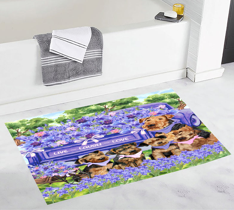 Airedale Terrier Personalized Bath Mat, Explore a Variety of Custom Designs, Anti-Slip Bathroom Rug Mats, Pet and Dog Lovers Gift