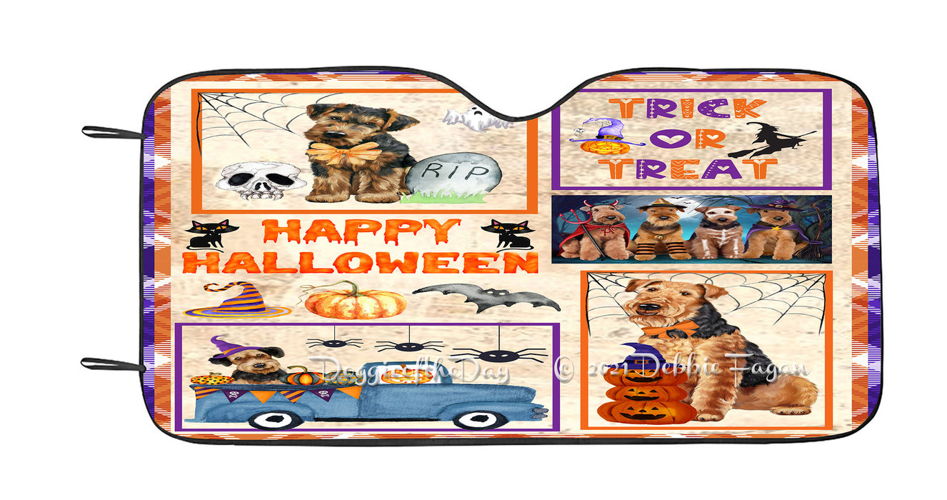 Happy Halloween Trick or Treat Airedale Dogs Car Sun Shade Cover Curtain