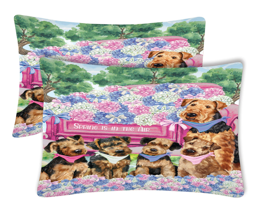 Airedale Terrier Pillow Case with a Variety of Designs, Custom, Personalized, Super Soft Pillowcases Set of 2, Dog and Pet Lovers Gifts