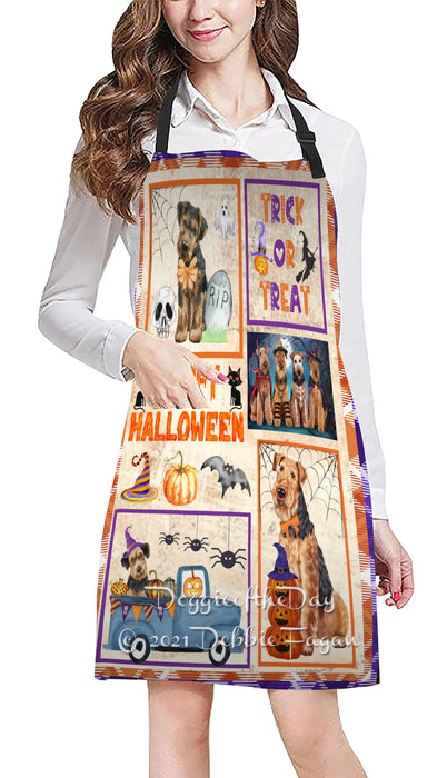 Happy Halloween Trick or Treat Airedale Dogs Cooking Kitchen Adjustable Apron Apron49274