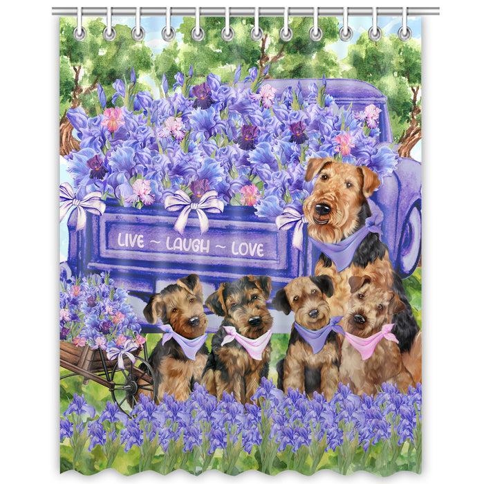 Airedale Terrier Shower Curtain: Explore a Variety of Designs, Personalized, Custom, Waterproof Bathtub Curtains for Bathroom Decor with Hooks, Pet Gift for Dog Lovers