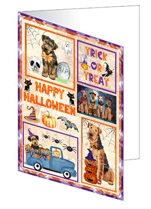 Happy Halloween Trick or Treat Akita Dogs Handmade Artwork Assorted Pets Greeting Cards and Note Cards with Envelopes for All Occasions and Holiday Seasons GCD76364