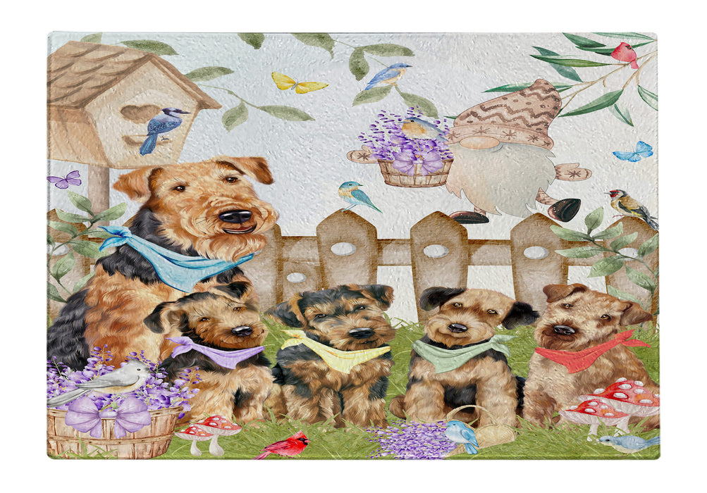 Airedale Terrier Tempered Glass Cutting Board: Explore a Variety of Custom Designs, Personalized, Scratch and Stain Resistant Boards for Kitchen, Gift for Dog and Pet Lovers