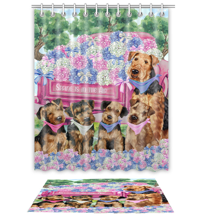 Airedale Terrier Shower Curtain & Bath Mat Set - Explore a Variety of Custom Designs - Personalized Curtains with hooks and Rug for Bathroom Decor - Dog Gift for Pet Lovers