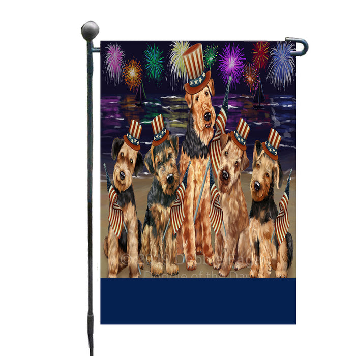 Personalized 4th of July Firework Airedale Dogs Custom Garden Flags GFLG-DOTD-A57715