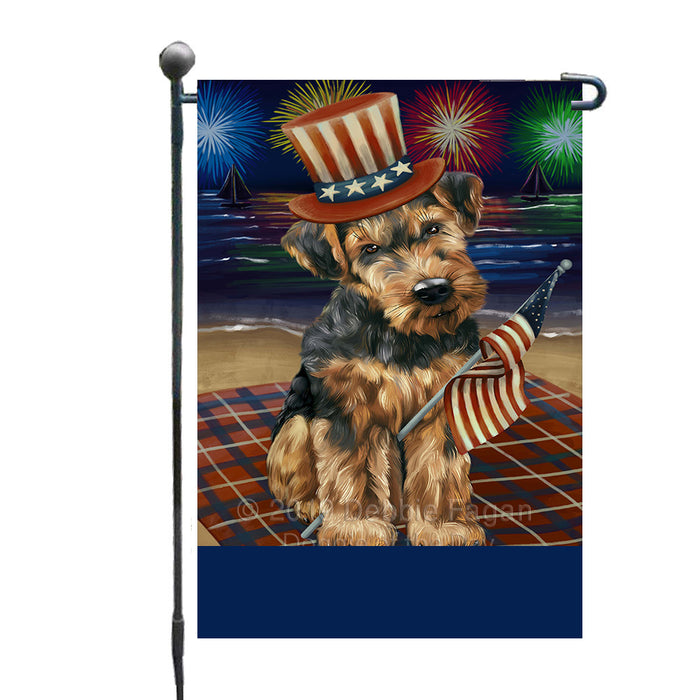 Personalized 4th of July Firework Airedale Dog Custom Garden Flags GFLG-DOTD-A57716