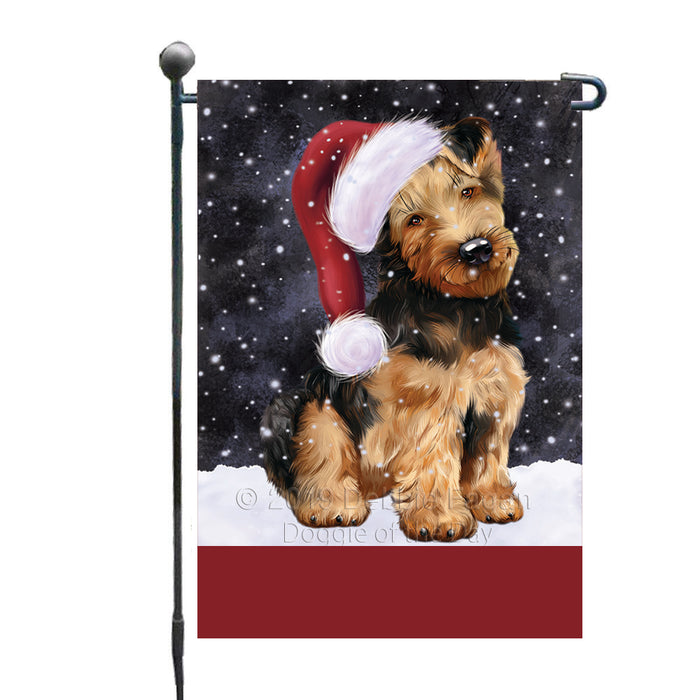 Personalized Let It Snow Happy Holidays Airedale Dog Custom Garden Flags GFLG-DOTD-A62212