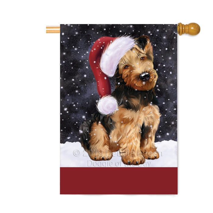 Personalized Let It Snow Happy Holidays Airedale Dog Custom House Flag FLG-DOTD-A62268
