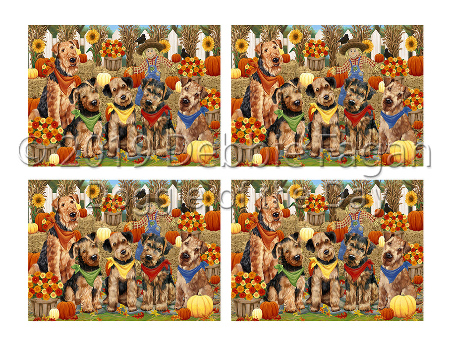 Fall Festive Harvest Time Gathering Airedale Dogs Placemat