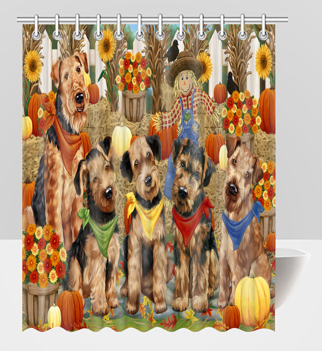 Fall Festive Harvest Time Gathering Airedale Dogs Shower Curtain