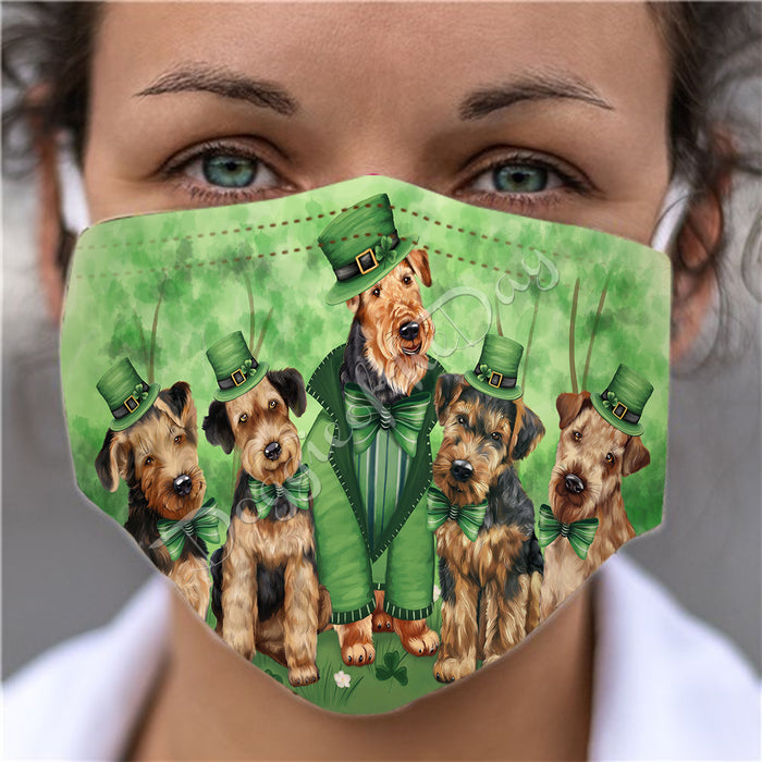 St. Patricks Day Irish Airedale Dogs Face Mask FM50109