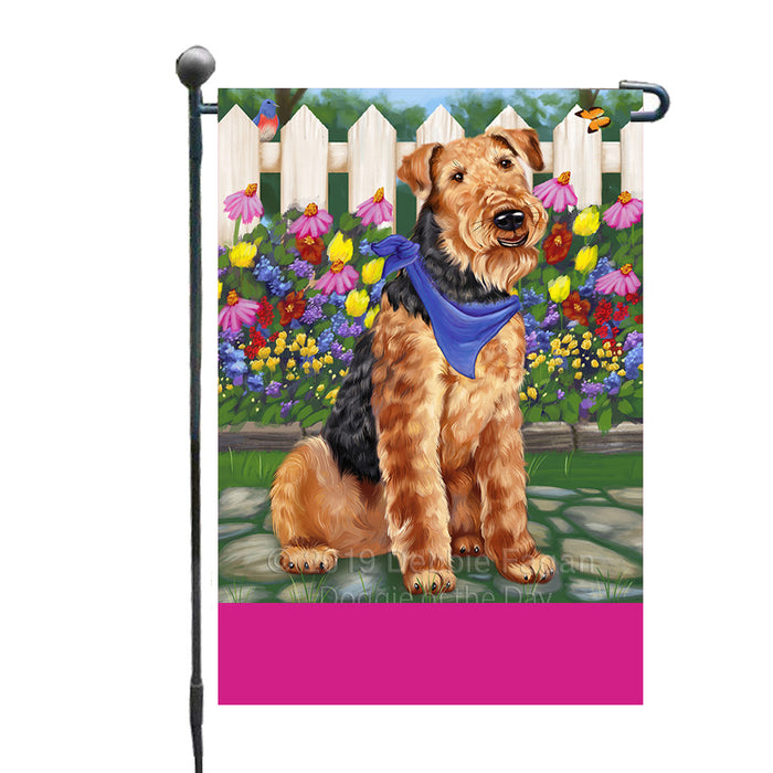 Personalized Spring Floral Airedale Dog Custom Garden Flags GFLG-DOTD-A62691