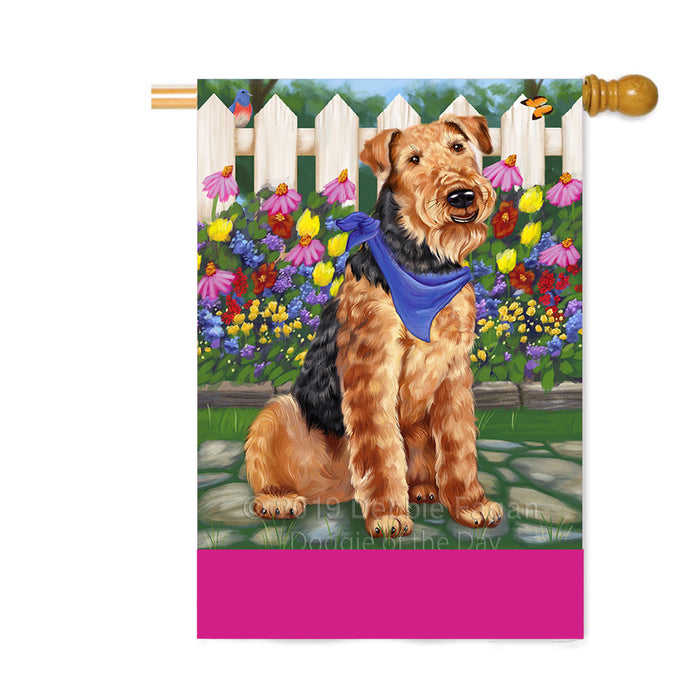 Personalized Spring Floral Airedale Dog Custom House Flag FLG-DOTD-A62747