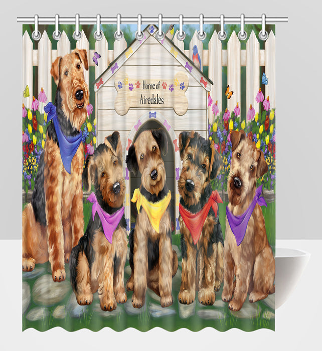 Spring Dog House Airedale Dogs Shower Curtain
