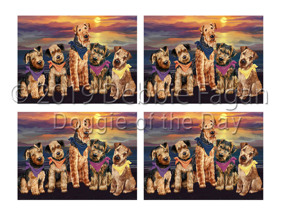Family Sunset Portrait Airedale Dogs Placemat