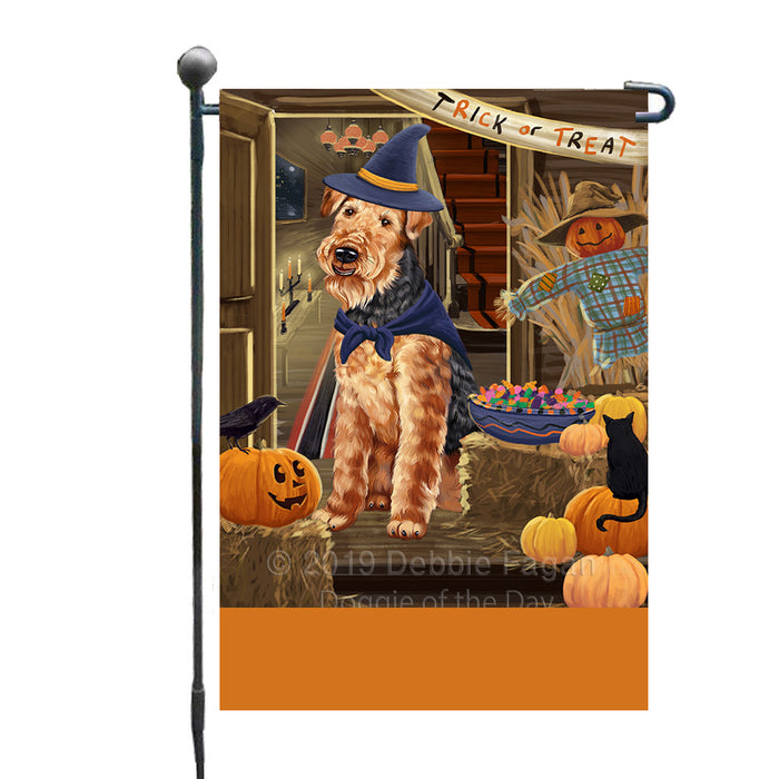 Personalized Enter at Own Risk Trick or Treat Halloween Airedale Dog Custom Garden Flags GFLG-DOTD-A59405