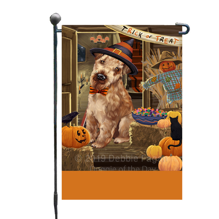 Personalized Enter at Own Risk Trick or Treat Halloween Airedale Dog Custom Garden Flags GFLG-DOTD-A59408
