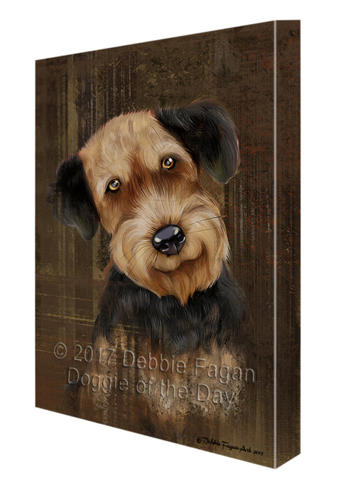 Rustic Airedale Dog Canvas Wall Art CVSA49791