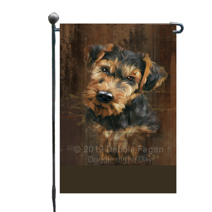 Personalized Rustic Airedale Dog Custom Garden Flag GFLG63385