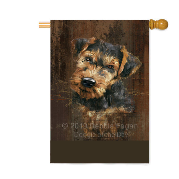 Personalized Rustic Airedale Dog Custom House Flag FLG64462