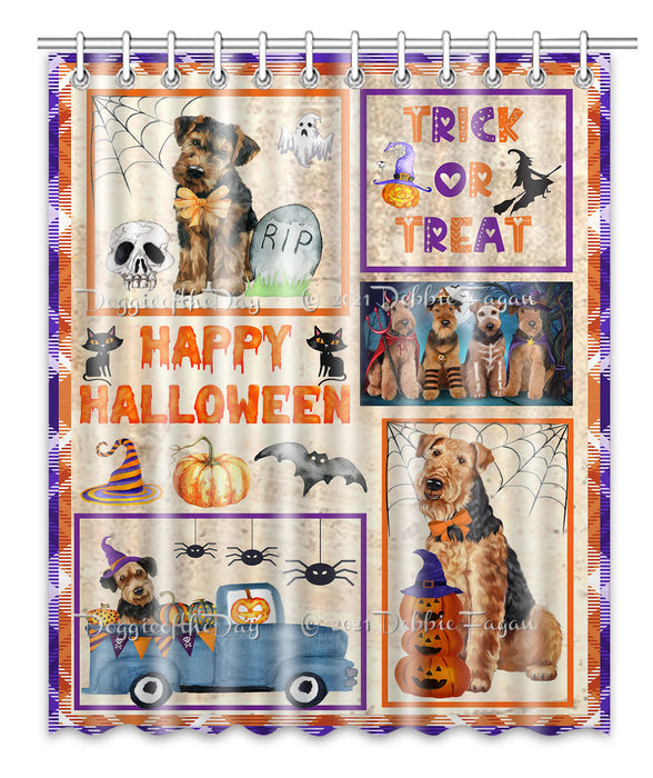 Happy Halloween Trick or Treat Airedale Dogs Shower Curtain Bathroom Accessories Decor Bath Tub Screens