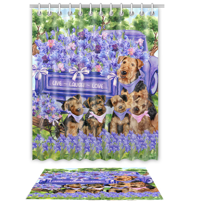 Airedale Terrier Shower Curtain & Bath Mat Set: Explore a Variety of Designs, Custom, Personalized, Curtains with hooks and Rug Bathroom Decor, Gift for Dog and Pet Lovers
